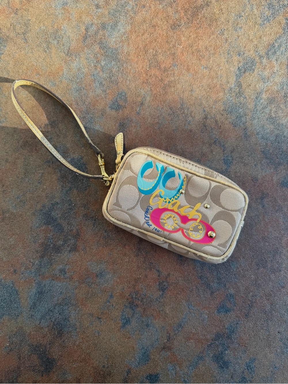 Coach Poppy Y2K “Pop C” Graffiti Signature Wristlet, Highly Collectible